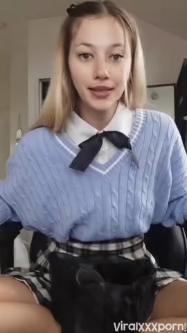 Watch Miss Alice Blonde Schoolgirl Tease in Skirt and Tie Giving a Blowjob