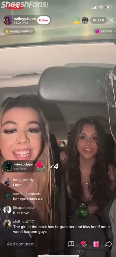 Watch Haileyy tulee With 4 6k TikTok Live Viewers Got Her Curly Friend Slips Boobs In Car